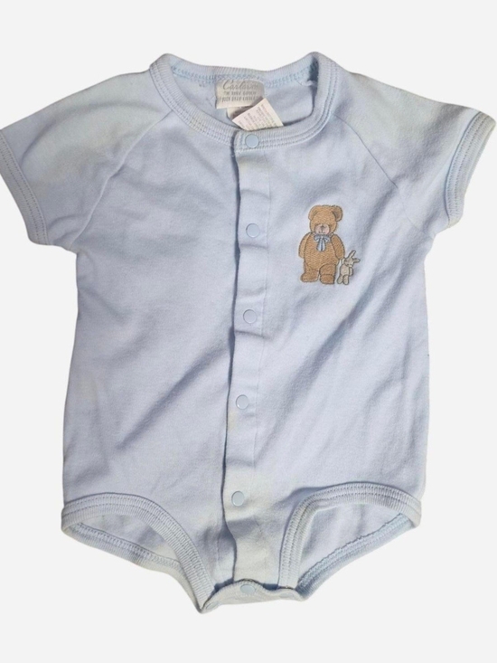 Carter's Other - Vintage Carter's Baby Blue Teddy Bear Snap Front Onesie | 6–9 Months | Embroider